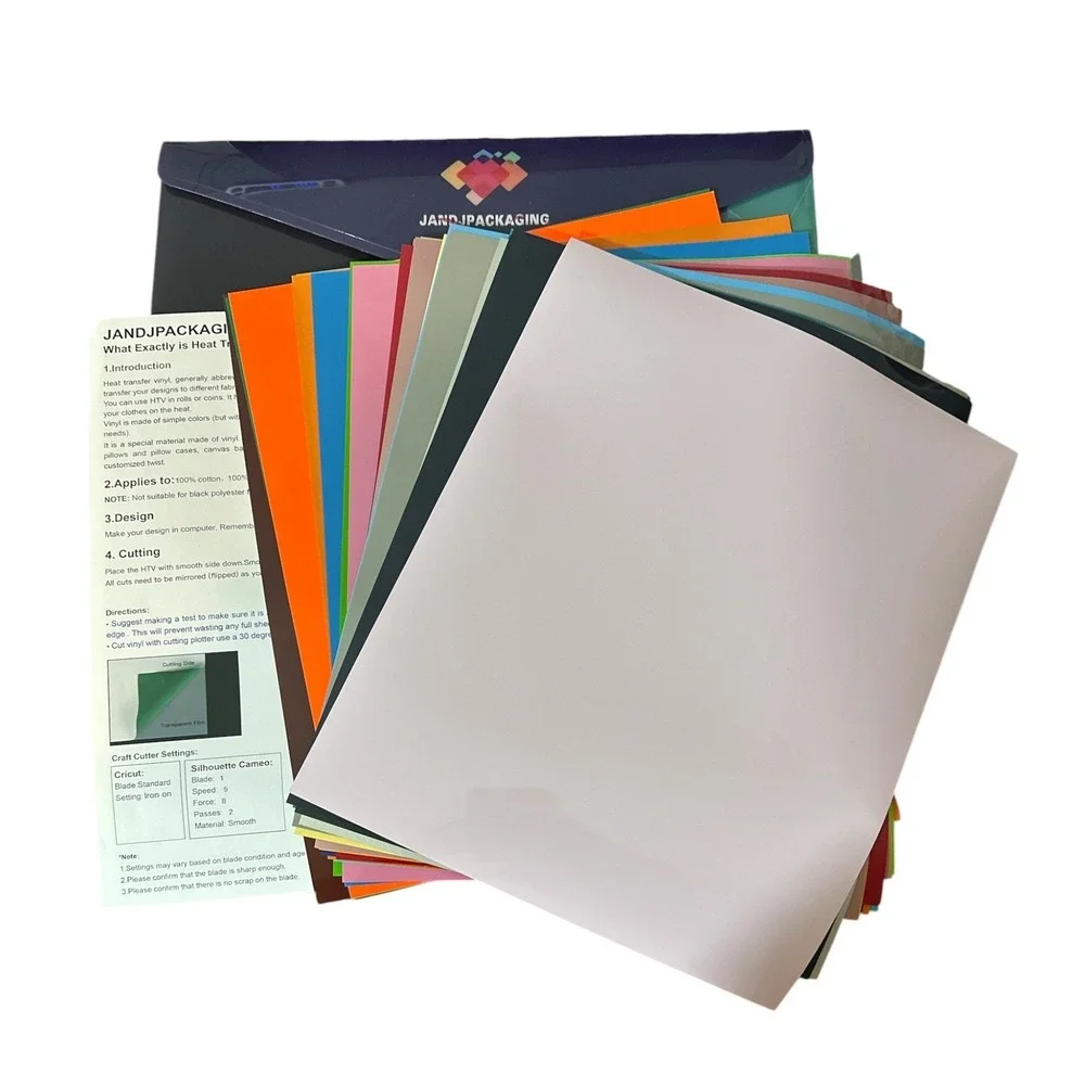 JandJPackaging Heat Transfer Vinyl HTV Sheets Multicolor 12x10 Bundle‎ Crafting